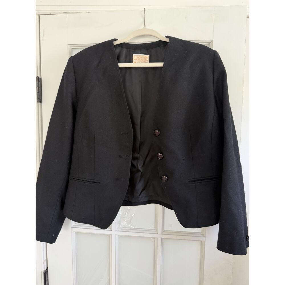 Vintage Pendleton Women’s Size 16 Black Virgin Wool Cropped Blazer Jacket